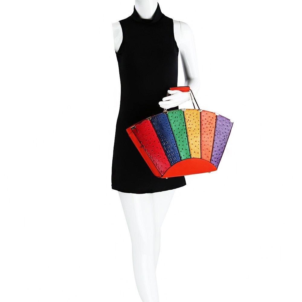 MD Ostrich Croc Colorblock 2-in-1 Satche